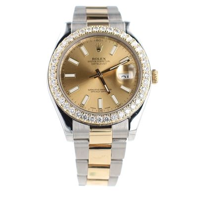 Rolex Datejust 41mm Champagne Dial Diamond Bezel 2 Tone Model:116333 WA00193