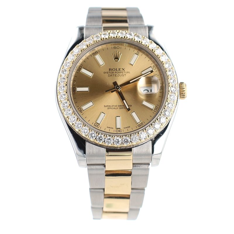 Rolex Datejust 41mm Champagne Dial Diamond Bezel 2 Tone Model:116333 WA00193