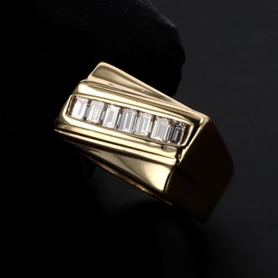 Baguette Mens Diamond Ring 14kt 15.22gr Size 9.5 Natural RN00225