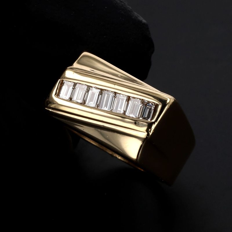 Baguette Mens Diamond Ring 14kt 15.22gr Size 9.5 Natural RN00225