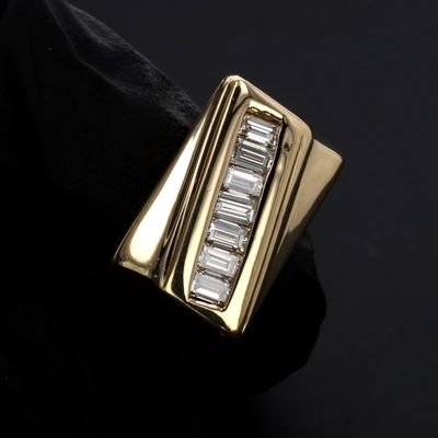 Baguette Mens Diamond Ring 14kt 15.22gr Size 9.5 Natural RN00225