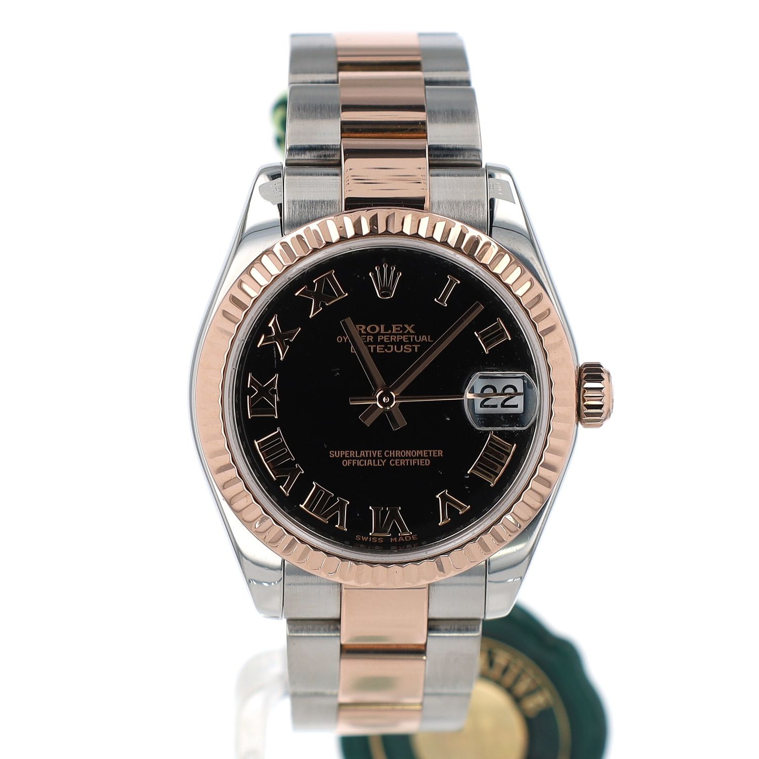 Ladies Rolex Datejust 31mm Two Tone Rose Black Roman Rose Dial REF178271 WA00197C