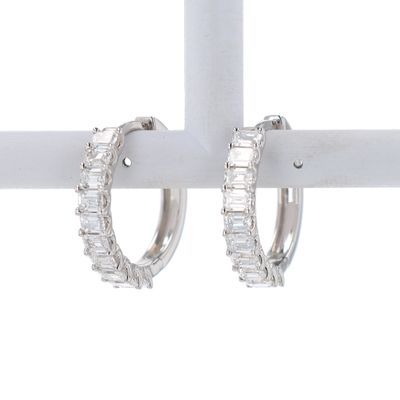 Diamond Emerald Hoops 14kt WG 5.96gr LAB 2.53cttw D-F VVS ER00206