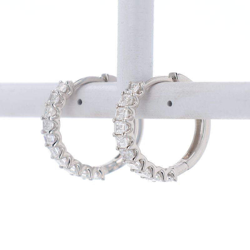 Diamond Emerald Hoops 14kt WG 5.96gr LAB 2.53cttw D-F VVS ER00206