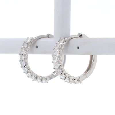 Diamond Emerald Hoops 14kt WG 5.96gr LAB 2.53cttw D-F VVS ER00206