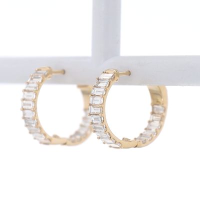 Diamond Baguette Hoops 14kt YG 5.97gr LAB 3.08cttw VVS D-F ER00207