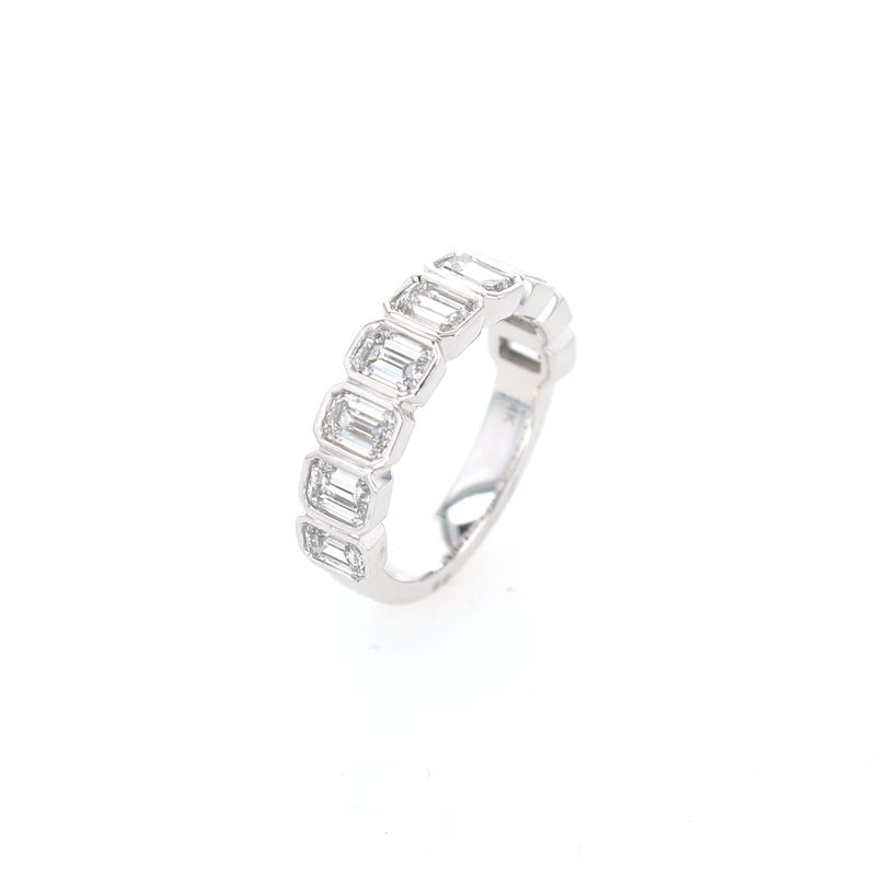 Emerald Cut Engagement Ring 14kt 5.38gr LAB 2.25cttw 9pc Size 6.5 RN00245