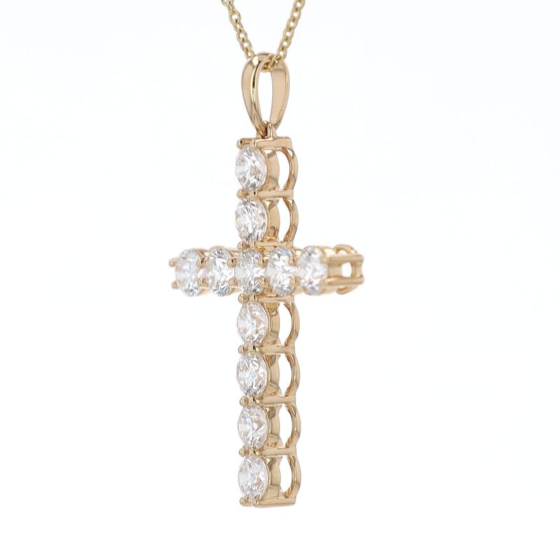 Diamond Cross Necklace 14kt YG 4.95gr LAB 2.67cttw 18" VVS D-E Color NE00181