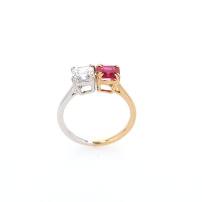 Diamond Duo Engagement Ring 14kt WG/YG 3gr LAB 2.00cttw RN00248