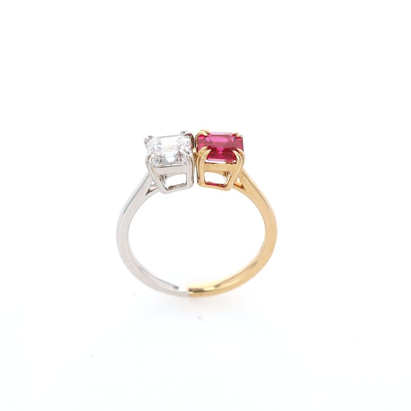 Diamond Duo Engagement Ring 14kt WG/YG 3gr LAB 2.00cttw RN00248