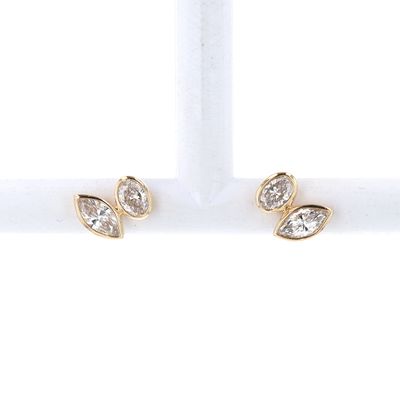 Duo Diamond Studs Marquise/Oval 14kt YG 1.48gr LAB 1.64cttw VVS D-E Color ER00209