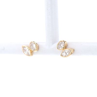 Duo Diamond Studs Marquise/Oval 14kt YG 1.48gr LAB 1.64cttw VVS D-E Color ER00209