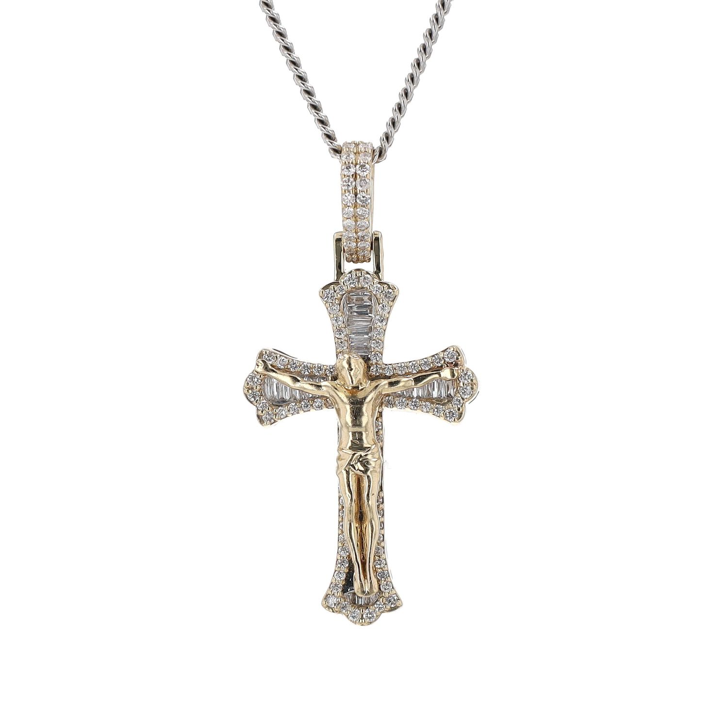 Baguette Diamond Cross Pendant 10kt YG 4.8gr Natural 0.70cttw PN00217