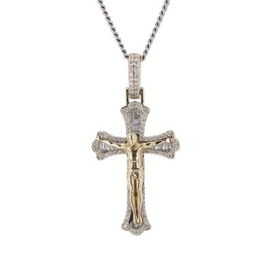 Baguette Diamond Cross Pendant 10kt YG 4.8gr Natural 0.70cttw PN00217