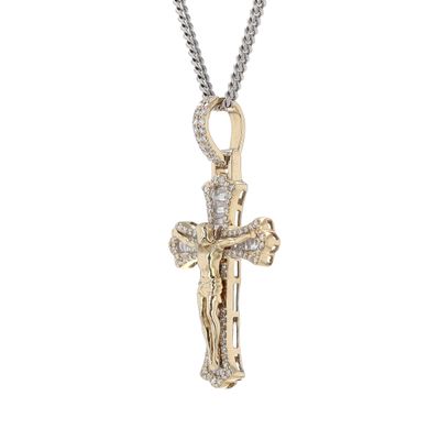 Baguette Diamond Cross Pendant 10kt YG 4.8gr Natural 0.70cttw PN00217