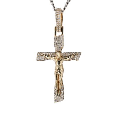 Diamond Cross Pendant 10kt YG 3.6gr Natural 0.45cttw PN00218