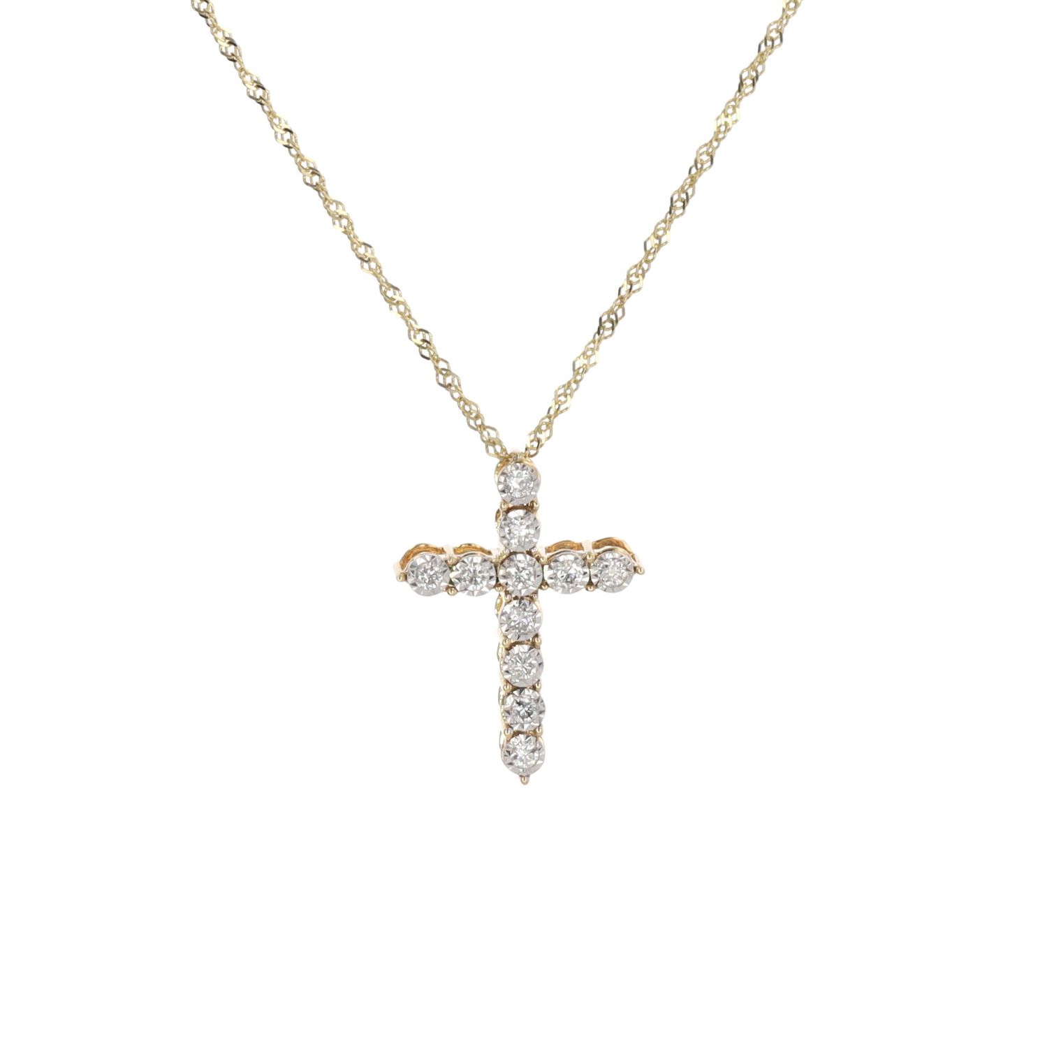 Small Diamond Cross Pendant 10kt YG Natural Diamond 0.17cttw PN00221