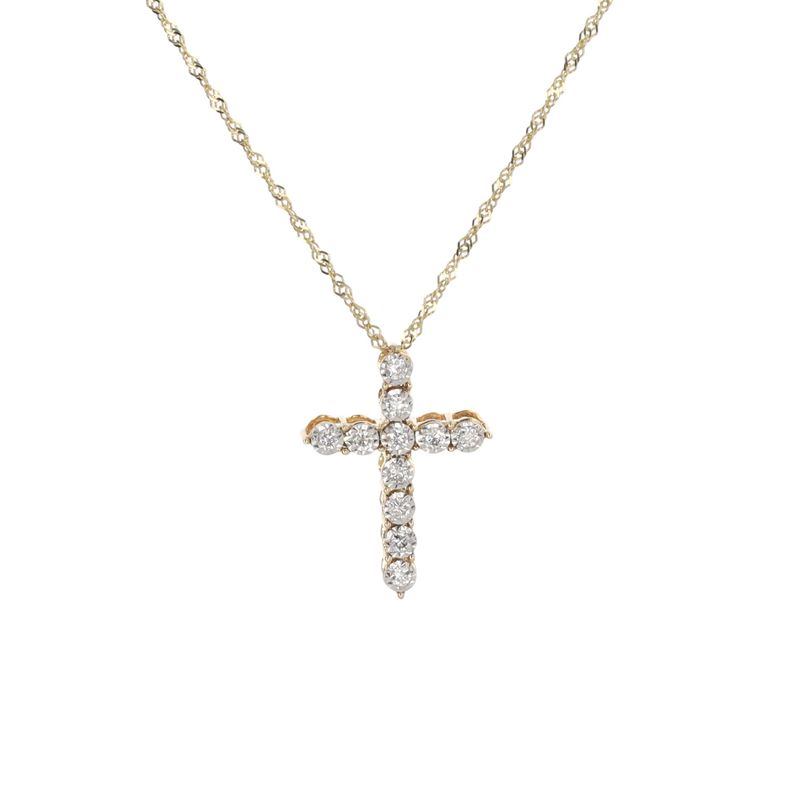 Small Diamond Cross Pendant 10kt YG Natural Diamond 0.17cttw PN00221