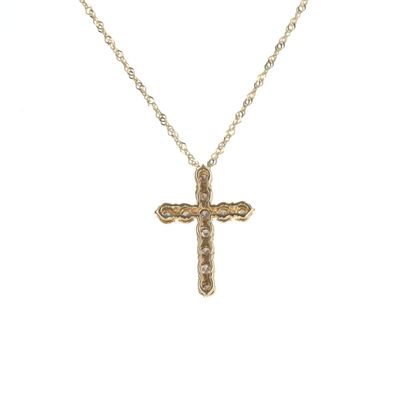 Small Diamond Cross Pendant 10kt YG Natural Diamond 0.17cttw PN00221