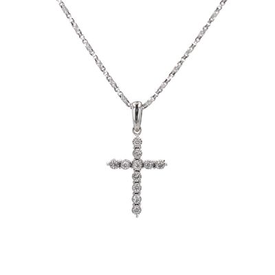 Small Diamond Cross Pendant 10kt WG Natural 0.08cttw PN00219