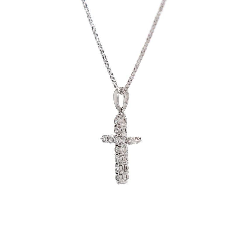 Small Diamond Cross Pendant 10kt WG Natural 0.08cttw PN00219