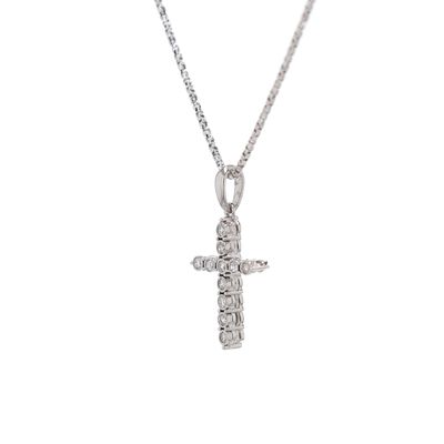 Small Diamond Cross Pendant 10kt WG Natural 0.08cttw PN00219