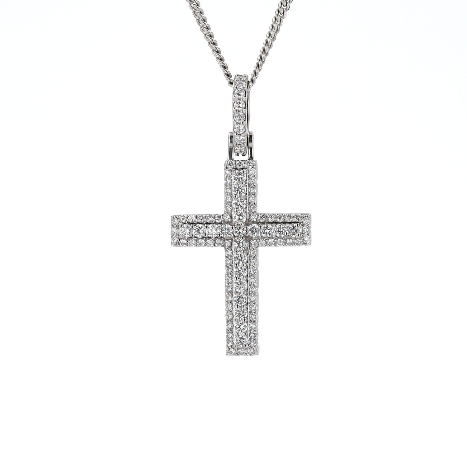 Diamond Cross Pendant 10kt WG 4.8gr LAB 1.85cttw PN00222