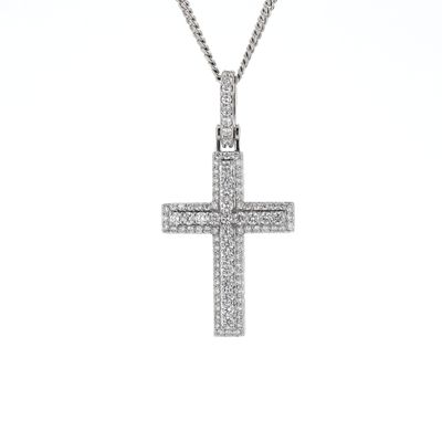 Diamond Cross Pendant 10kt WG 4.8gr LAB 1.85cttw PN00222