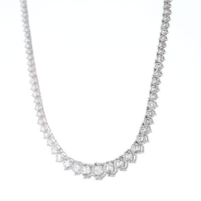 Ladies Diamond Necklace Graduated 14kt WG 15.3gr LAB 16" 10.20cttw NE00182