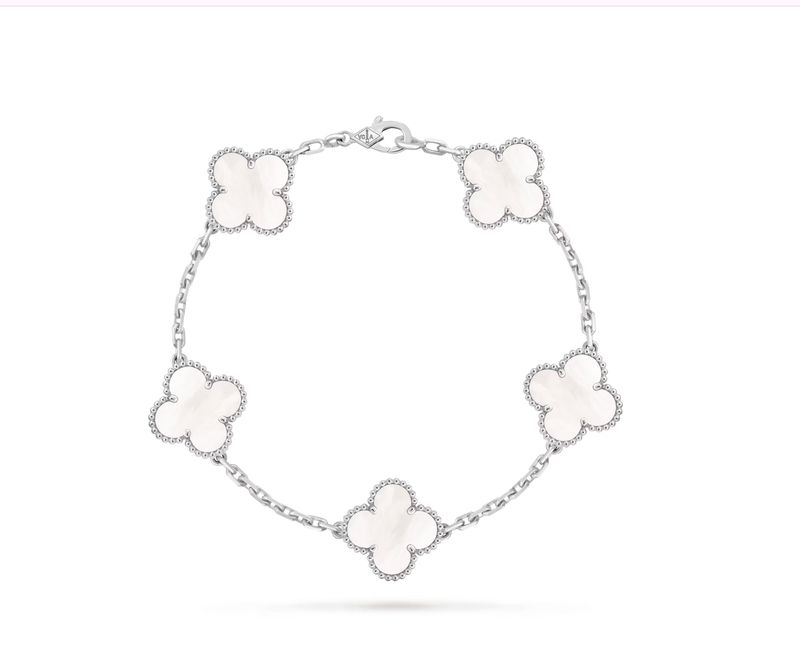 Motif Bracelet MOP 18kt WG 7" 10.5gr 5 Motifs BR000418