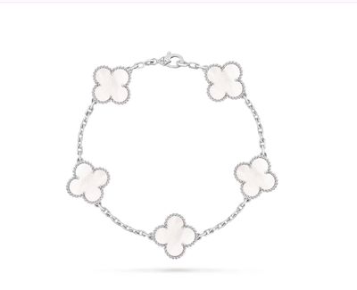 Motif Bracelet MOP 18kt WG 7" 10.5gr 5 Motifs BR000418