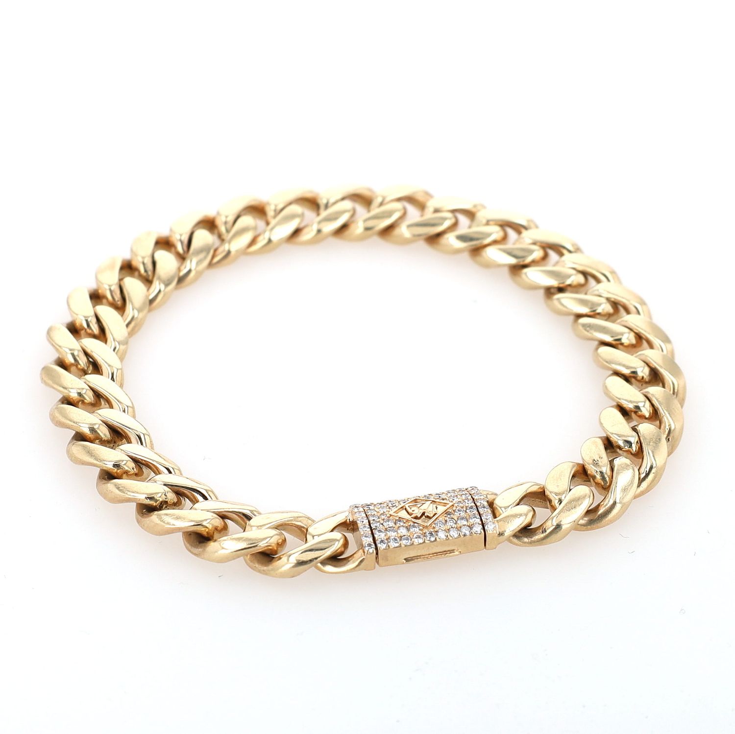 Custom CDB Cuban Bracelet 14kt YG 64.25gr Natural Diamond BR000419