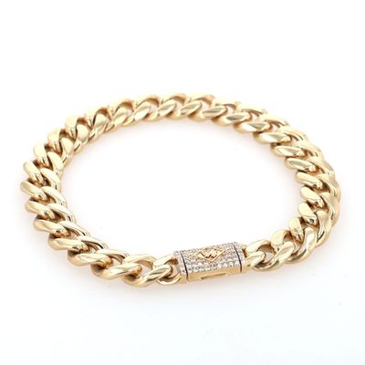 Custom CDB Cuban Bracelet 14kt YG 64.25gr Natural Diamond BR000419
