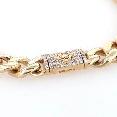 Custom CDB Cuban Bracelet 14kt YG 64.25gr Natural Diamond BR000419
