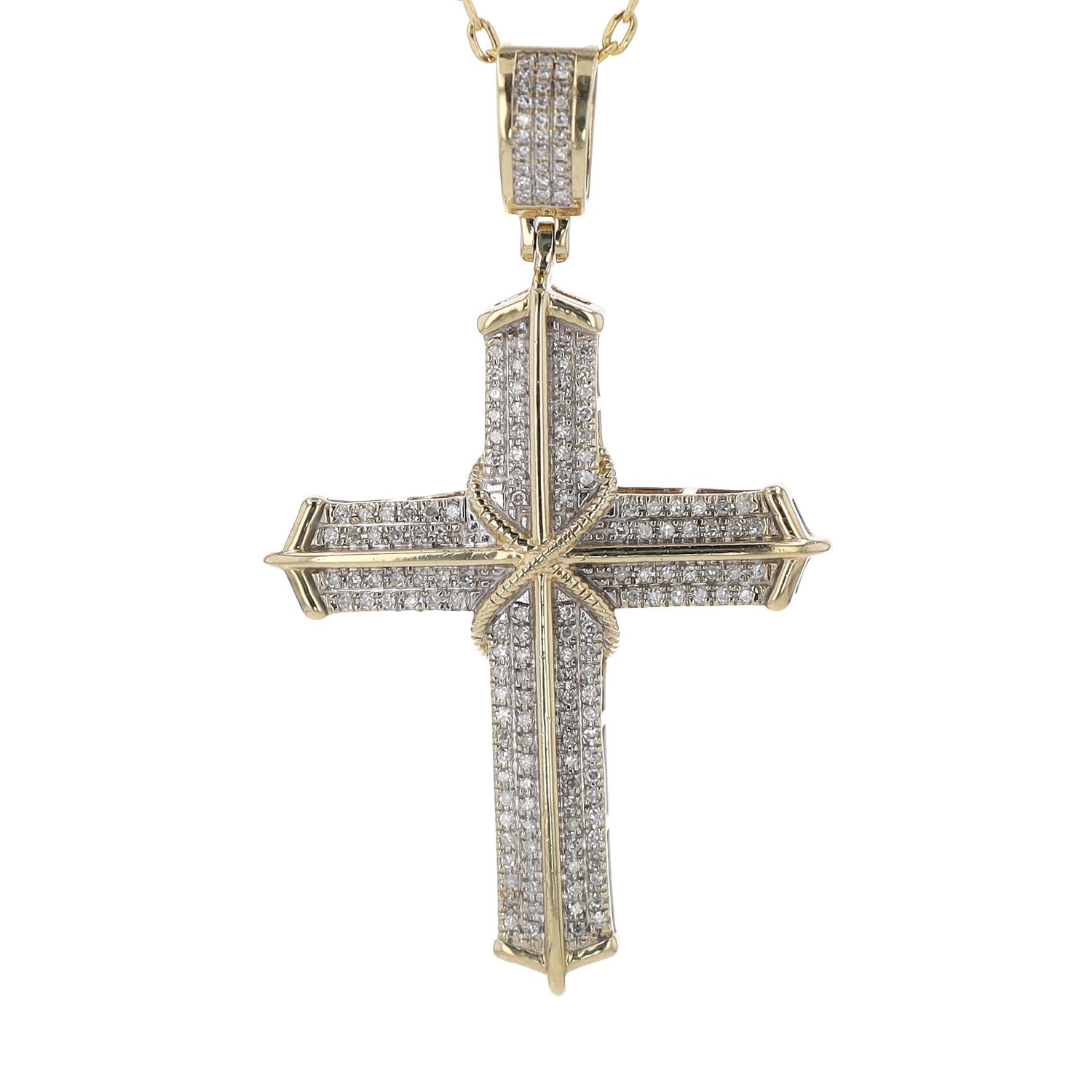 Diamond Cross Pendant 10kt YG 4.97gr Natural Diamonds PN00198