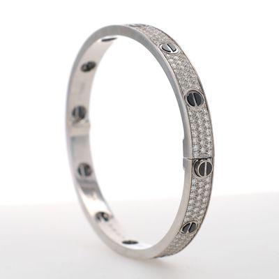 Love Style Bracelet Pave 18kt WG 47.91gr Size 20 BR000421C