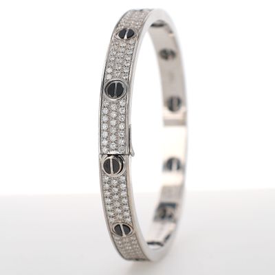 Love Style Bracelet Pave 18kt WG 47.91gr Size 20 BR000421C