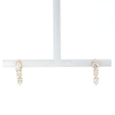 Tri Oval Diamond Earrings 14kt YG 4.60cttw LAB 3.5gr ER00215