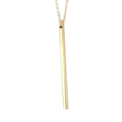 Engravable Vertical Bar Necklace 18kt YG 3.0gr 18" NE00186