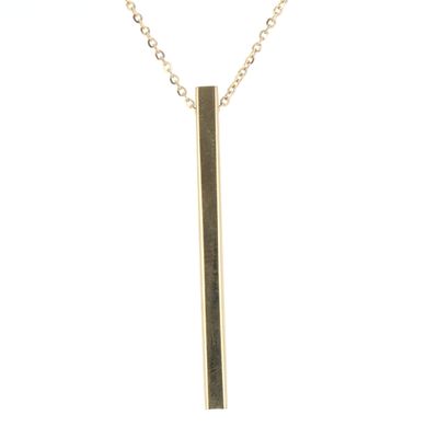 Engravable Vertical Bar Necklace 18kt YG 3.0gr 18" NE00186