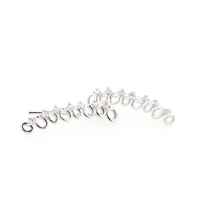 O Style Ear Climber Earrings Sterling Silver CZ SFE007