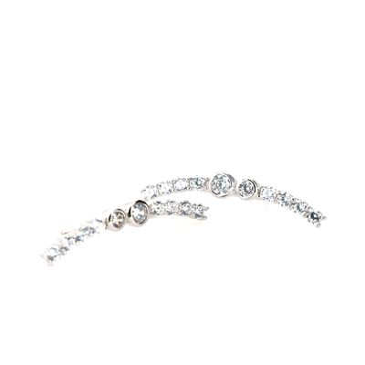 10 Row Ear Climber Earrings Sterling Silver CZ SFE009