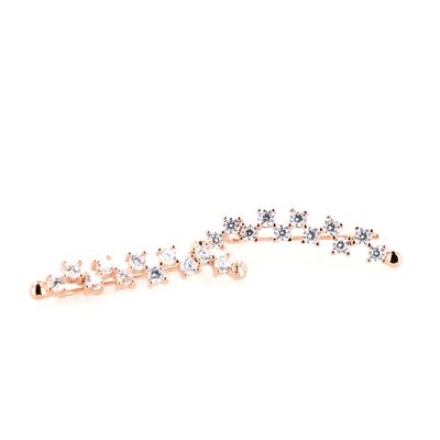 Cluster Ear Climber Earrings Rose Serling Silver CZ SFE0011