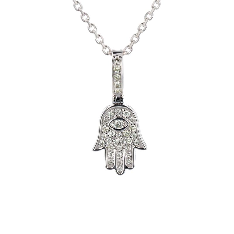 Diamond Hamsa Hand Pendant 10kt WG 1.4gr Natural 0.35cttw PN00229