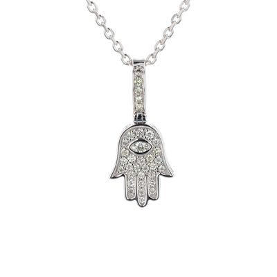 Diamond Hamsa Hand Pendant 10kt WG 1.4gr Natural 0.35cttw PN00229