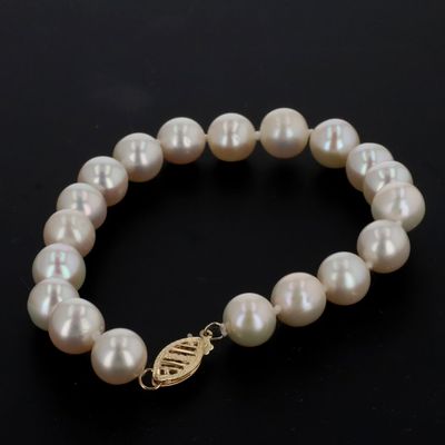Pearl Bracelet 10kt Yellow Gold 7" BR000393