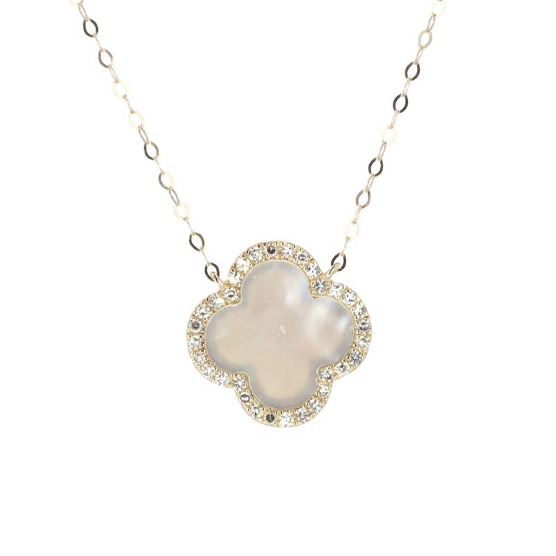 Diamond Motif Mother of Pearl Necklace 10kt YG 1.3gr 18" Natural 0.25cttw NE00187