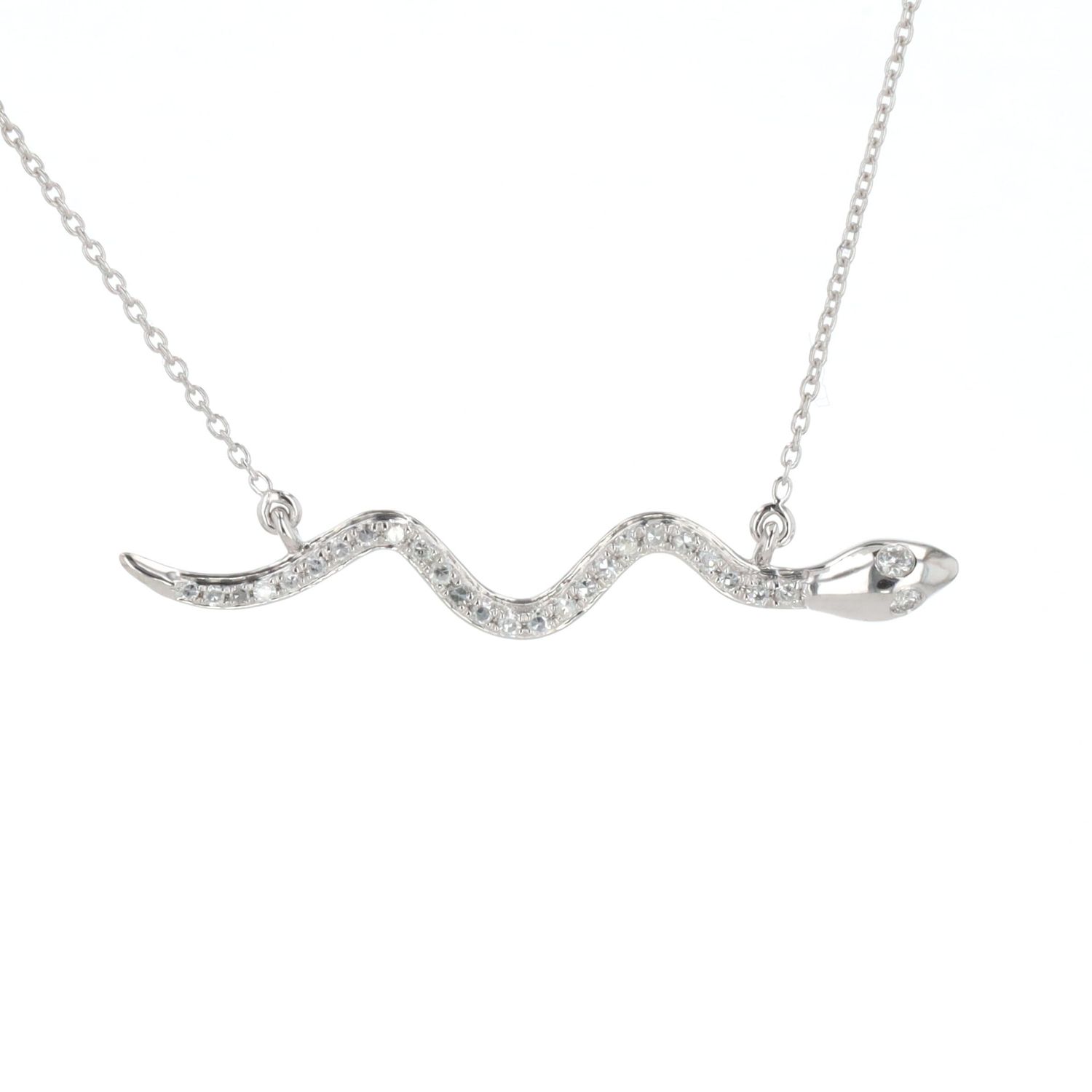 Ladies Snake Necklace 10kt WG 1.3gr 16" 0.5mm Natural 0.10cttw NE00190