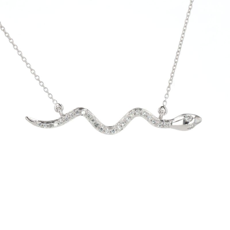 Ladies Snake Necklace 10kt WG 1.3gr 16" 0.5mm Natural 0.10cttw NE00190