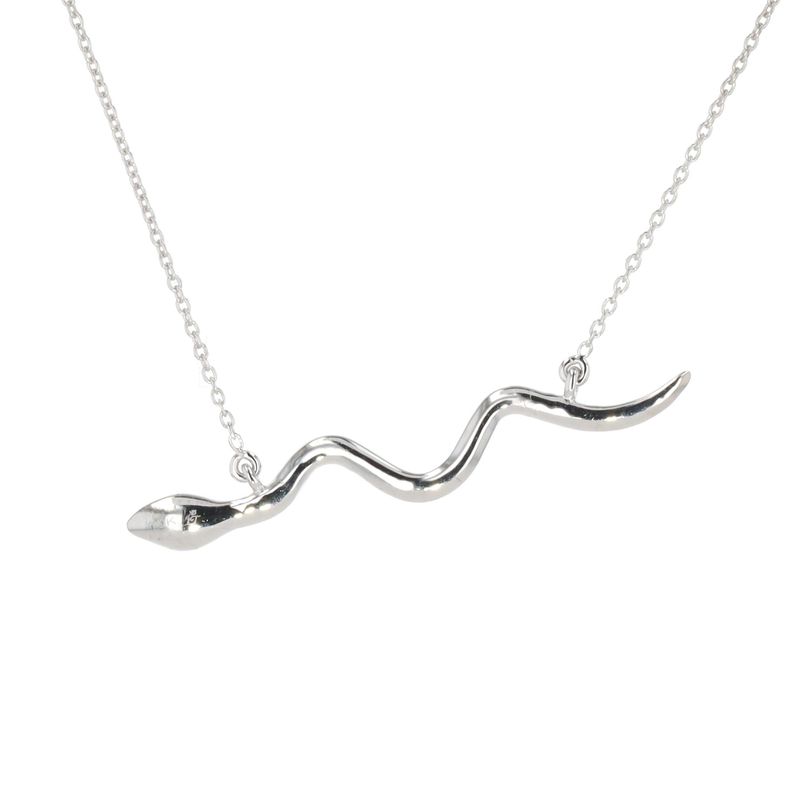 Ladies Snake Necklace 10kt WG 1.3gr 16" 0.5mm Natural 0.10cttw NE00190